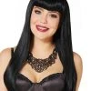 Spirit Halloween Long Black Wig with Bangs