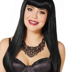 Spirit Halloween Long Black Wig with Bangs
