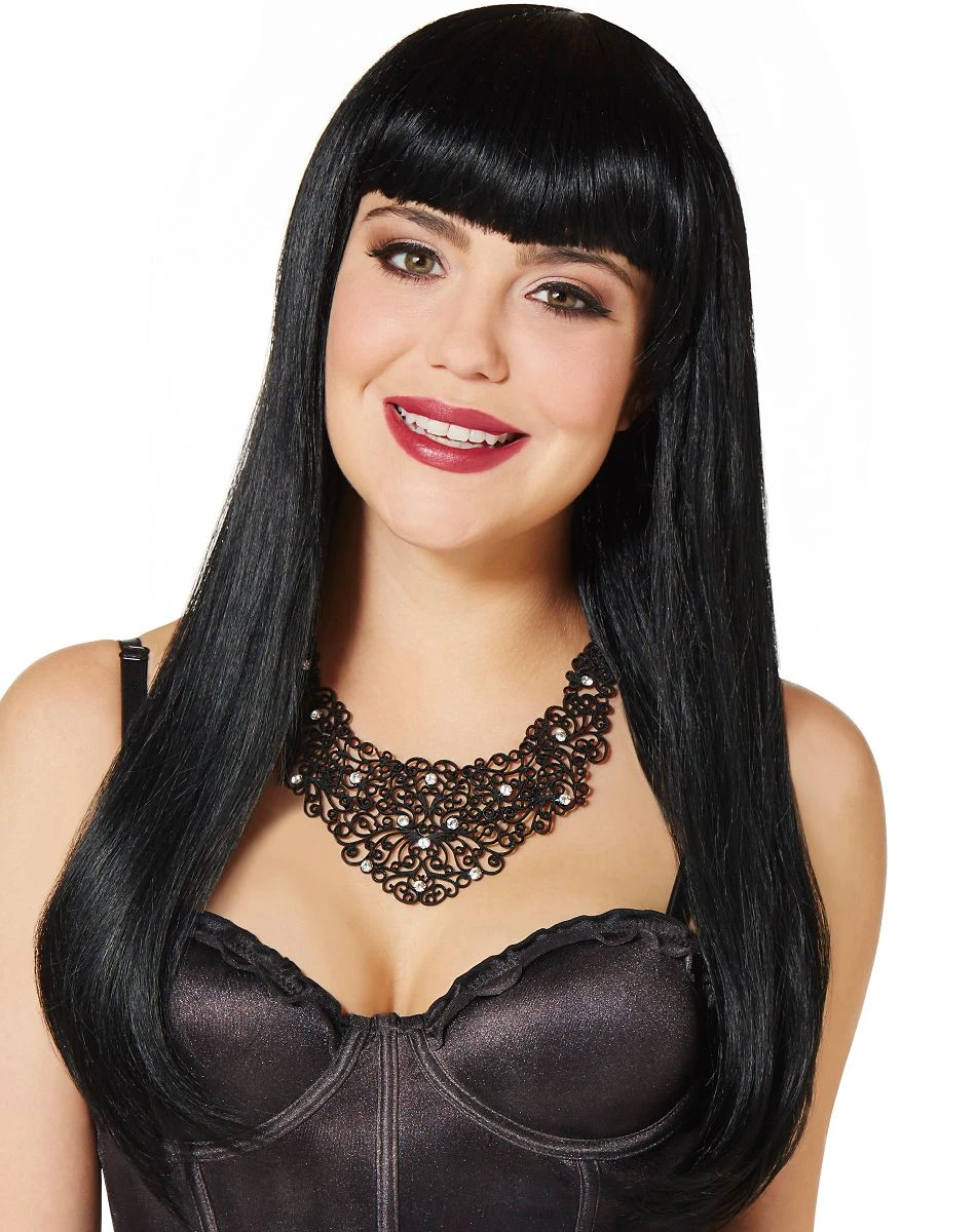 Spirit Halloween Long Black Wig with Bangs 1 Spirit Halloween Long Black Wig with Bangs