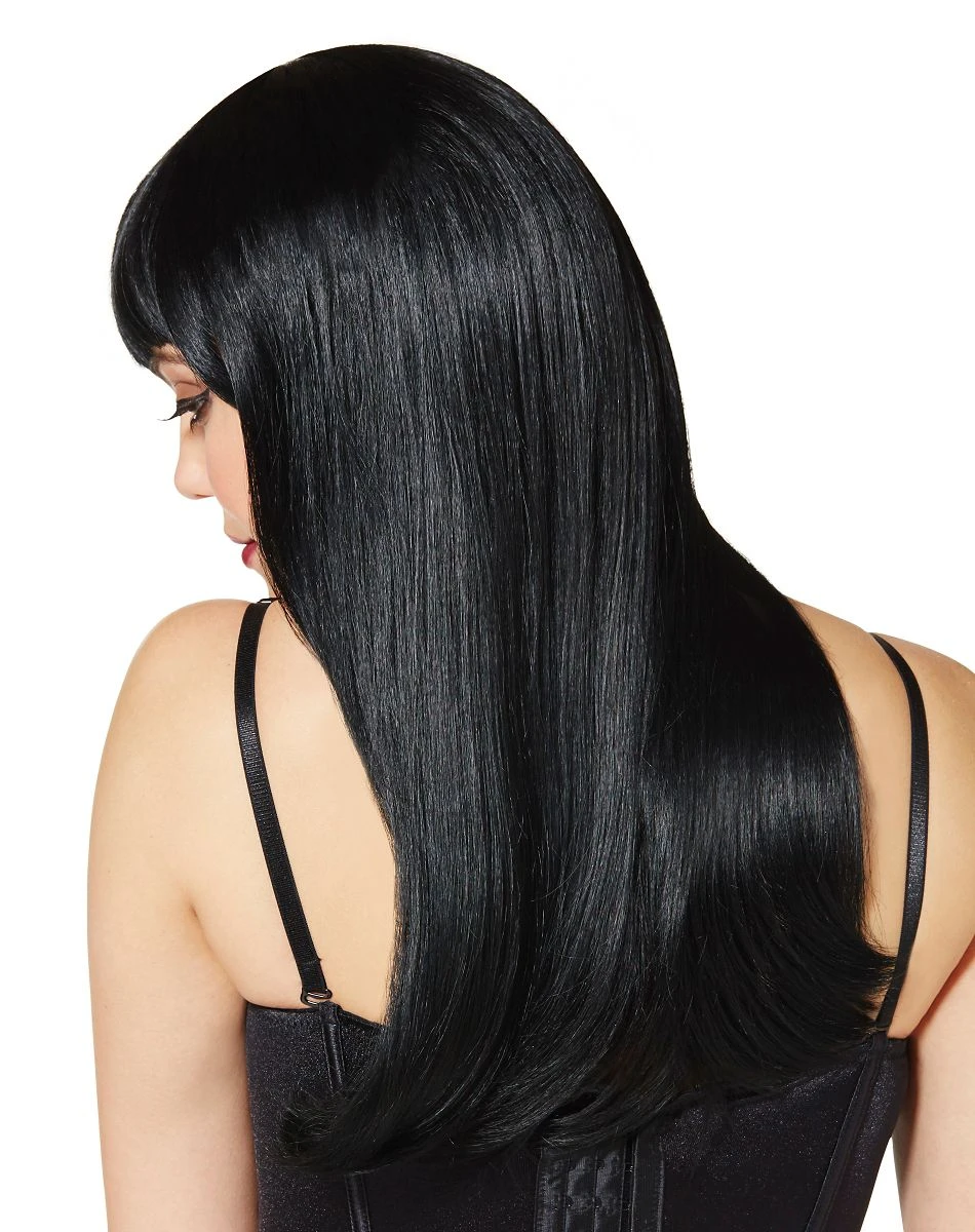 Spirit Halloween Long Black Wig with Bangs 2 Spirit Halloween Long Black Wig with Bangs - Image 2