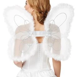 Spirit Halloween White Faux Marabou Wings