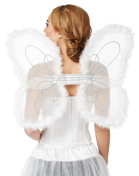 Spirit Halloween White Faux Marabou Wings 1 Spirit Halloween White Faux Marabou Wings