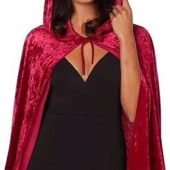 Spirit Halloween Burgundy Hooded Cape -Cheap Trick Or Treat Hub Store 00763391 c
