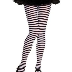 Spirit Halloween Kids Black and White Striped Tights