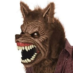 Spirit Halloween Animotion Brown Werewolf Full Mask -Cheap Trick Or Treat Hub Store 01107168 c