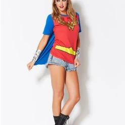 Spirit Halloween Caped Wonder Woman T Shirt - DC Comics -Cheap Trick Or Treat Hub Store 01159094 d