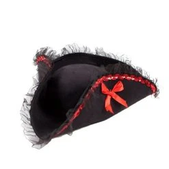 Spirit Halloween Black and Red Pirate Hat