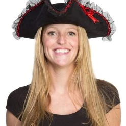 Spirit Halloween Black and Red Pirate Hat -Cheap Trick Or Treat Hub Store 01191907 c