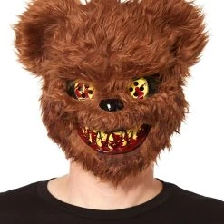 Spirit Halloween Brown Scary Teddy Bear Half Mask