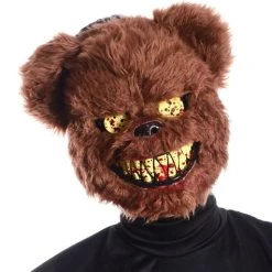 Spirit Halloween Brown Scary Teddy Bear Half Mask -Cheap Trick Or Treat Hub Store 01224898 d