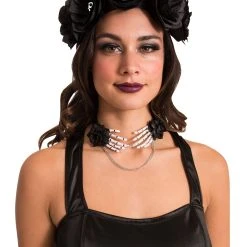 Spirit Halloween Black Rose Skull Headband