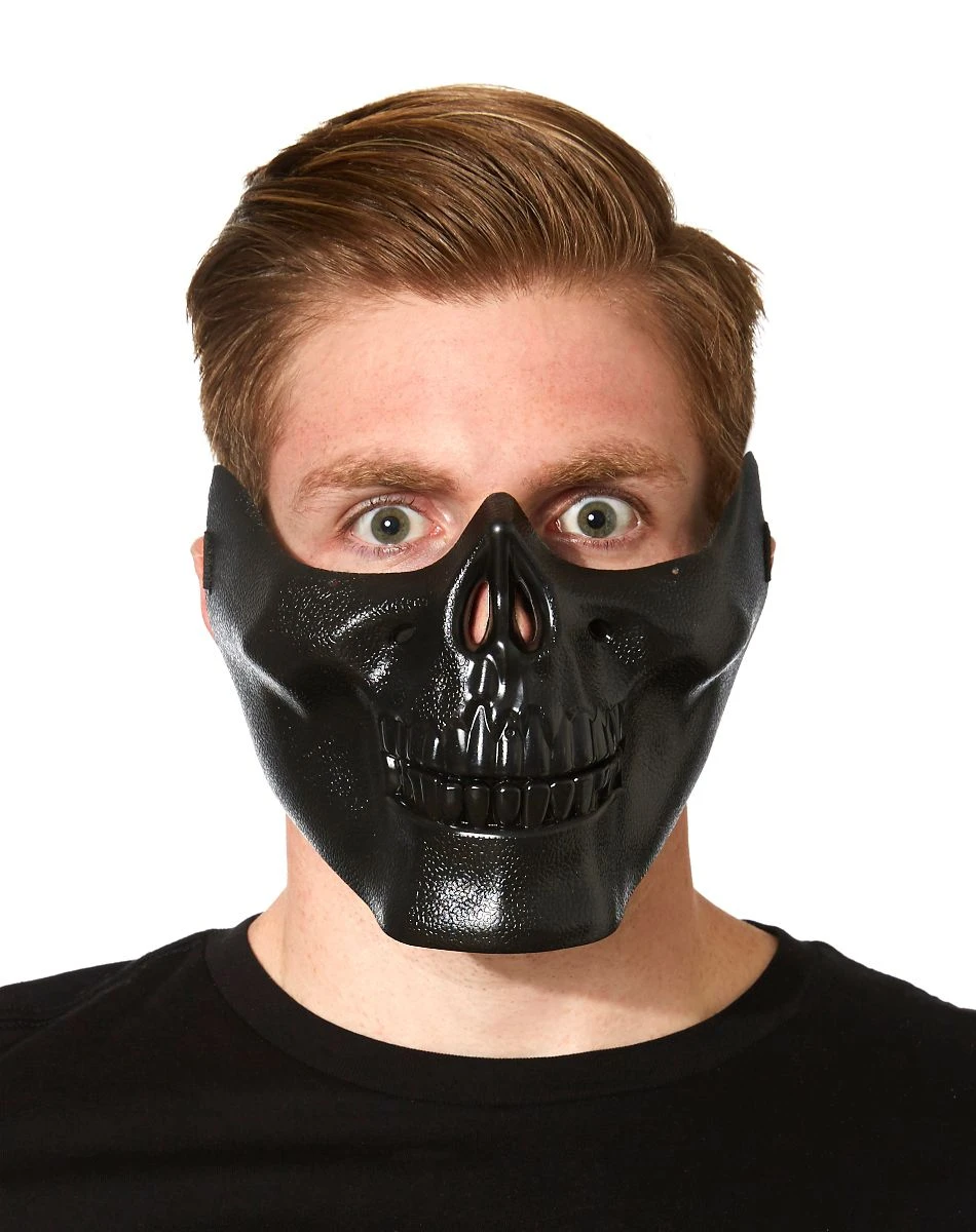 Spirit Halloween Black Metallic Skull Half Mask 1 Spirit Halloween Black Metallic Skull Half Mask