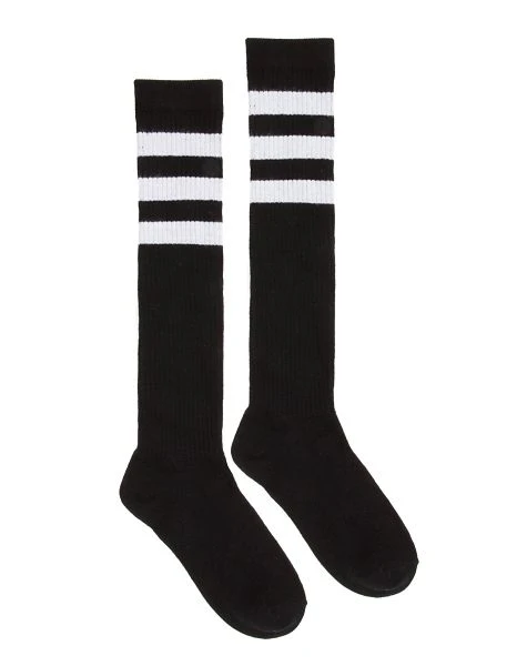 Spirit Halloween Black with White Striped Knee High Socks 1 Spirit Halloween Black with White Striped Knee High Socks
