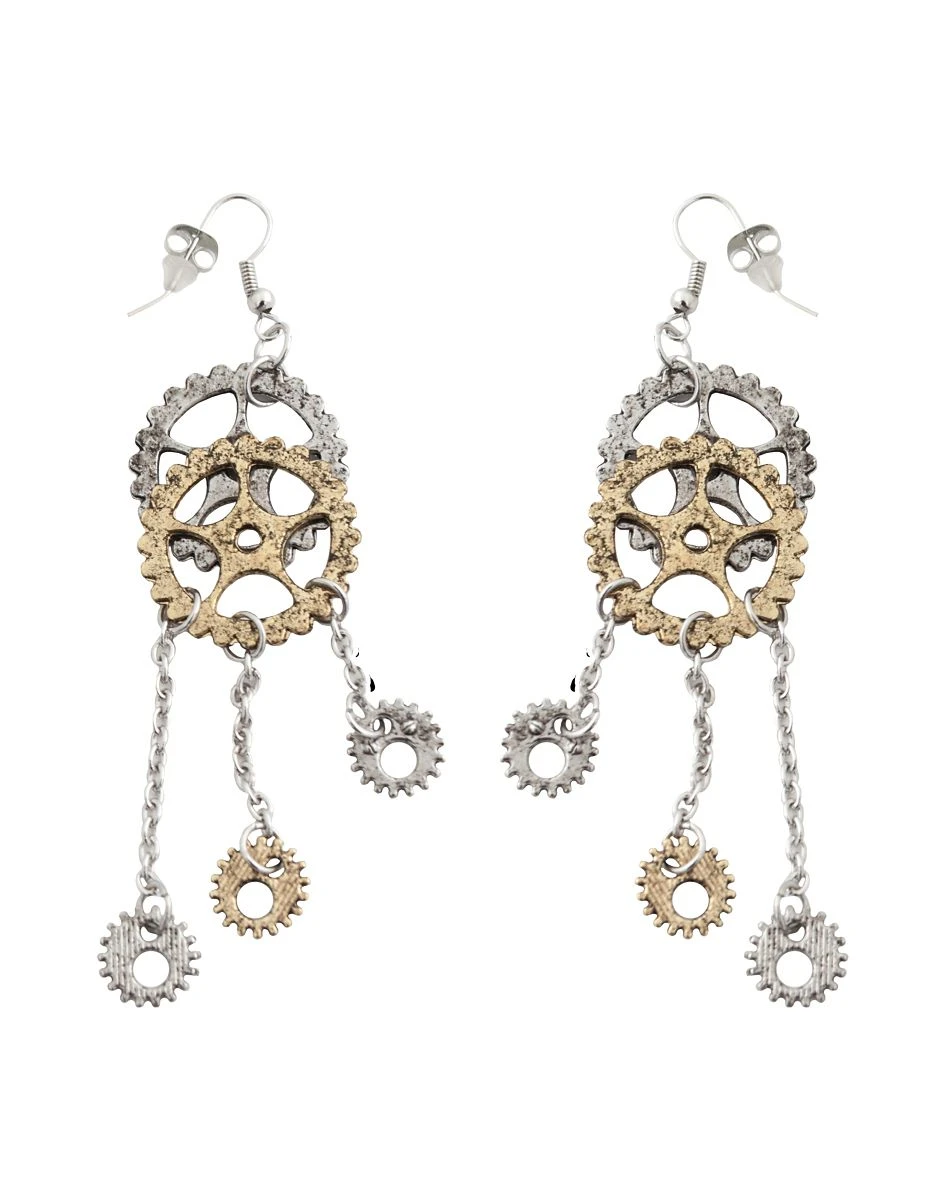 Spirit Halloween Steampunk Gear Dangle Earrings 1 Spirit Halloween Steampunk Gear Dangle Earrings