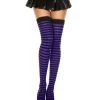 Spirit Halloween Black and Purple Striped Thigh High Stockings
