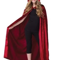 Spirit Halloween Kids Burgundy Velvet Hooded Cape