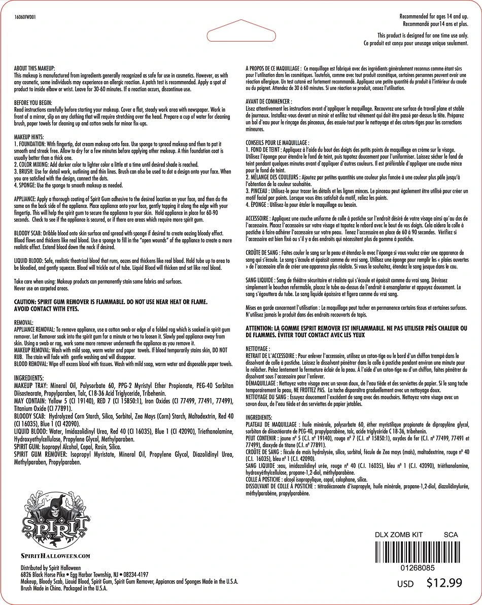 Spirit Halloween Zombie Makeup Kit - Deluxe 3 Spirit Halloween Zombie Makeup Kit - Deluxe - Image 3