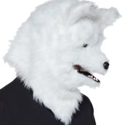 Spirit Halloween Moving Mouth White Wolf Full Mask -Cheap Trick Or Treat Hub Store 01271527 c