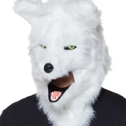 Spirit Halloween Moving Mouth White Wolf Full Mask -Cheap Trick Or Treat Hub Store 01271527 d