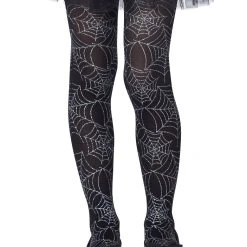 Spirit Halloween Metallic Silver Spider Web Tights