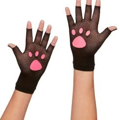 Spirit Halloween Fishnet Kitty Paw Gloves
