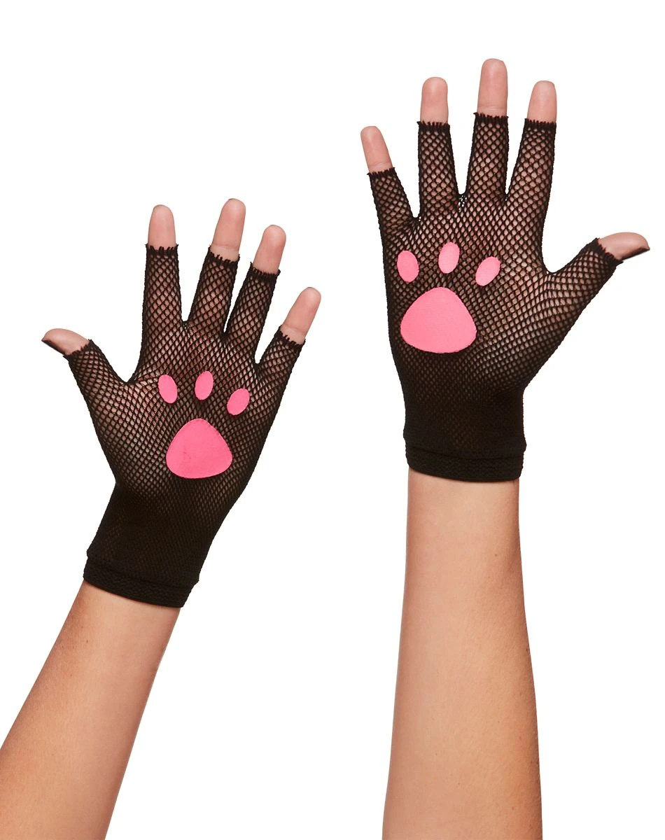 Spirit Halloween Fishnet Kitty Paw Gloves 1 Spirit Halloween Fishnet Kitty Paw Gloves