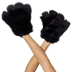 Spirit Halloween Black Faux Fur Paws Gloves