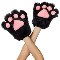 Spirit Halloween Black Faux Fur Paws Gloves -Cheap Trick Or Treat Hub Store 01278084 c