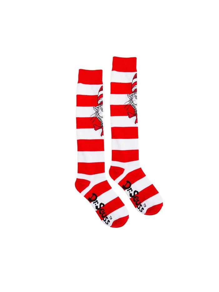 Spirit Halloween Striped Cat in the Hat Knee High Socks - Dr. Seuss 1 Spirit Halloween Striped Cat in the Hat Knee High Socks - Dr. Seuss