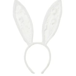 Spirit Halloween White Velour and Lace Bunny Ears -Cheap Trick Or Treat Hub Store 01310077 c