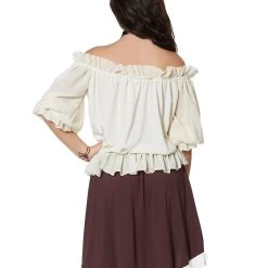 Spirit Halloween Ivory Off The Shoulder Shirt -Cheap Trick Or Treat Hub Store 01315555 b