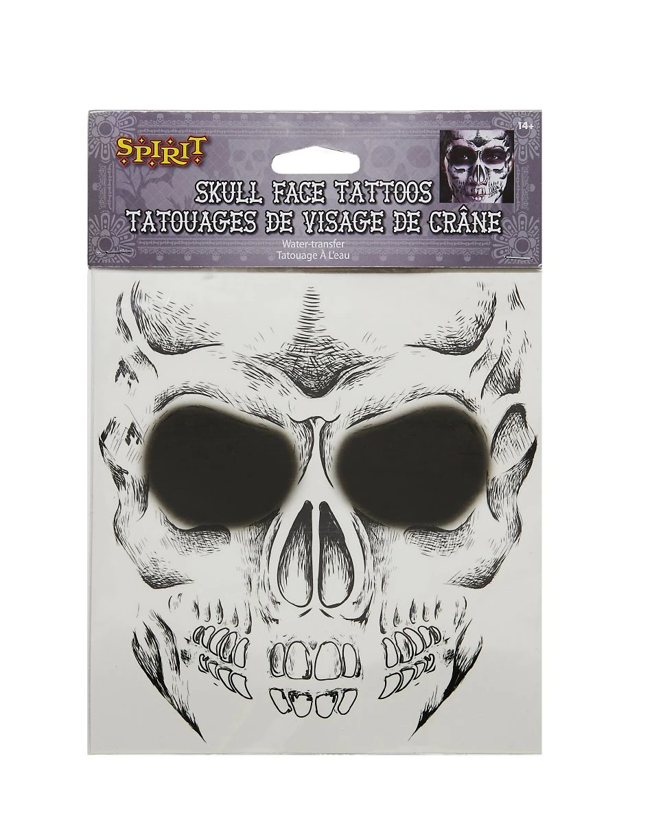 Spirit Halloween Skeleton Face Tattoo 1 Spirit Halloween Skeleton Face Tattoo