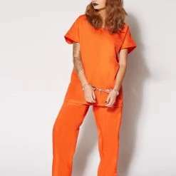 Spirit Halloween Adult Got Busted Orange Prisoner Costume -Cheap Trick Or Treat Hub Store 01340173 a