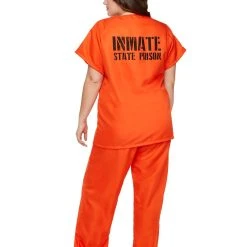 Spirit Halloween Adult Got Busted Orange Prisoner Costume -Cheap Trick Or Treat Hub Store 01340231 d