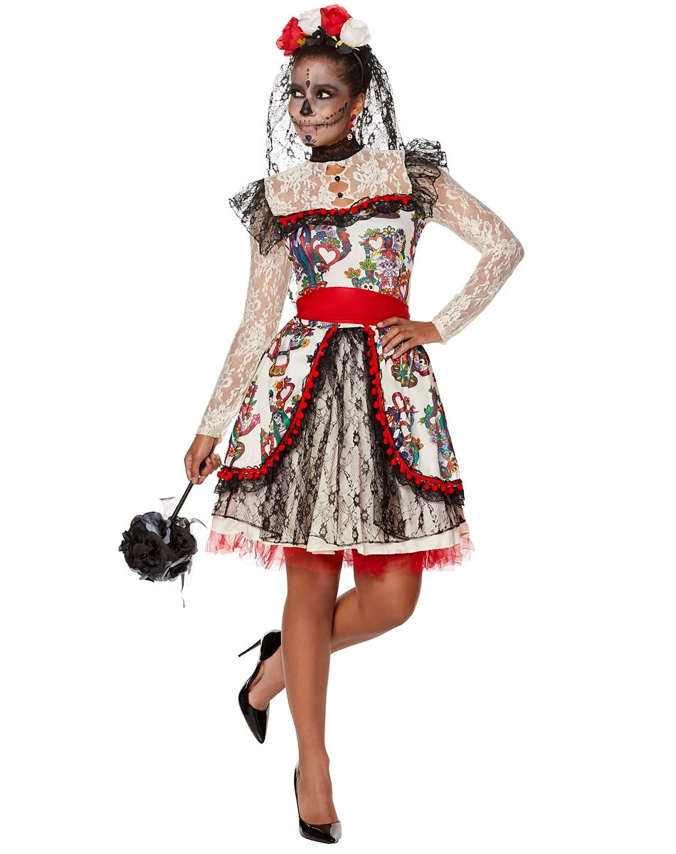 Spirit Halloween Adult Sugar Skull Bride Costume 3 Spirit Halloween Adult Sugar Skull Bride Costume - Image 3