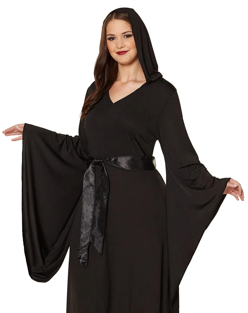 Spirit Halloween Adult Black Hooded Dress 4 Spirit Halloween Adult Black Hooded Dress - Image 4