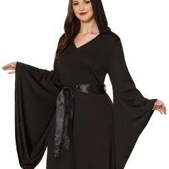 Spirit Halloween Adult Black Hooded Plus Size Dress -Cheap Trick Or Treat Hub Store 01347012 d
