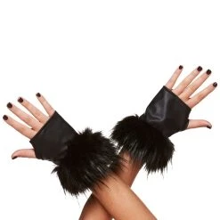 Spirit Halloween Black Faux Fur Cuff Fingerless Glove