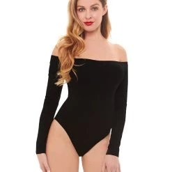 Spirit Halloween Off the Shoulder Black Bodysuit