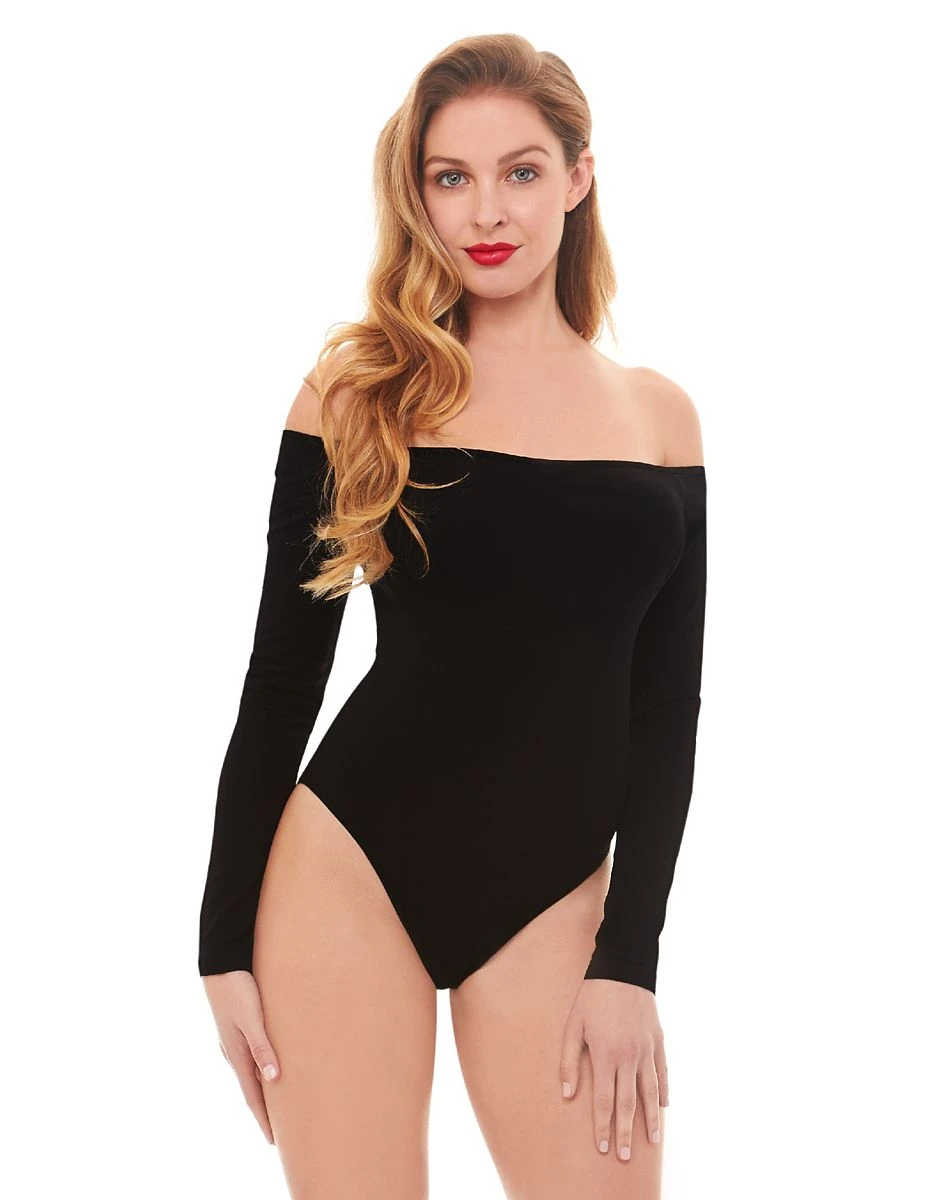 Spirit Halloween Off the Shoulder Black Bodysuit 1 Spirit Halloween Off the Shoulder Black Bodysuit