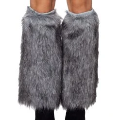 Spirit Halloween Grey Faux Fur Leg Warmers