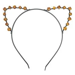 Spirit Halloween Orange Rhinestone Cat Ears Headband
