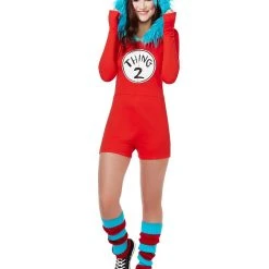 Spirit Halloween Adult Thing 1 and Thing 2 Romper Costume - Dr. Seuss -Cheap Trick Or Treat Hub Store 01360049 d