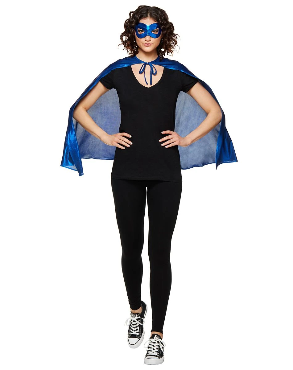 Spirit Halloween Blue Metallic Cape 1 Spirit Halloween Blue Metallic Cape