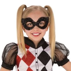 Spirit Halloween Kids Glitter Harley Quinn Half Mask - DC Comics