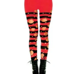 Spirit Halloween Girls Black and Red Shredded Tights