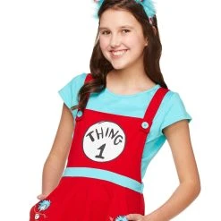 Spirit Halloween Tween Thing 1 and 2 Jumper Dress Costume - Dr. Seuss -Cheap Trick Or Treat Hub Store 01369214 c