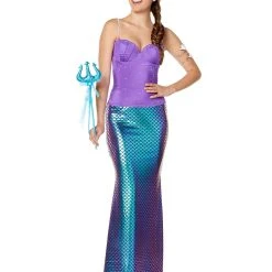 Spirit Halloween Adult Scaled Iridescent Mermaid Skirt -Cheap Trick Or Treat Hub Store 01370626 c