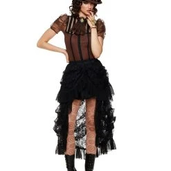 Spirit Halloween Black Lace Steampunk Skirt -Cheap Trick Or Treat Hub Store 01371152 c