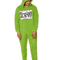 Spirit Halloween Adult Oscar the Grouch One Piece Costume - Sesame Street -Cheap Trick Or Treat Hub Store 01372515 c